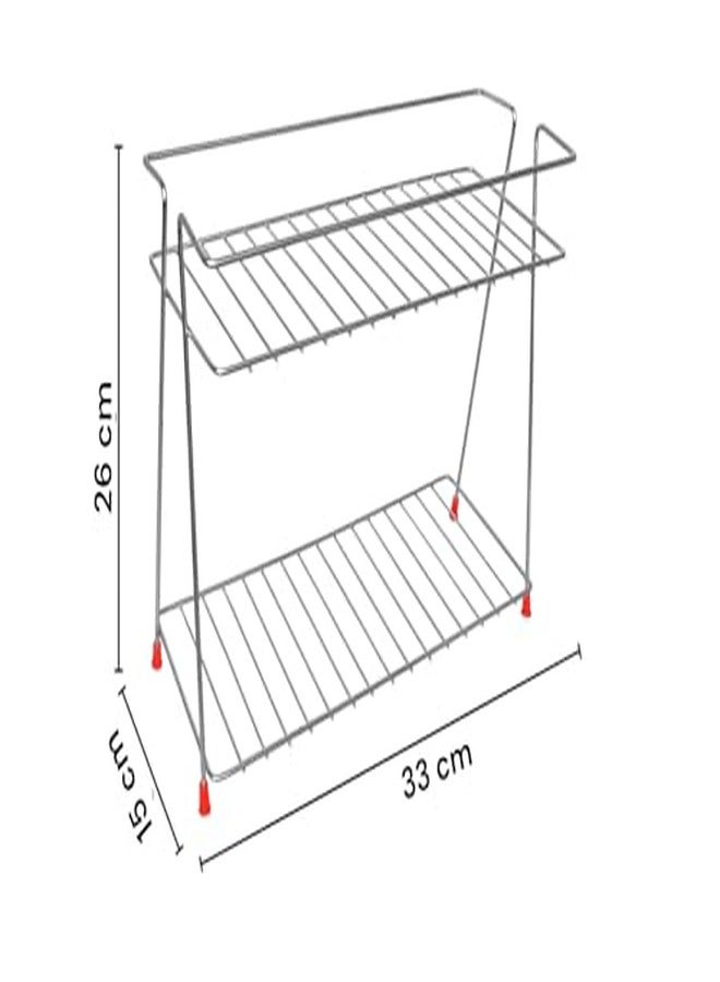 Deehome Stainless Steel 2-Tier Multipurpose Rust-Resistant Shelf Basket for Kitchen, Bathroom, Vanity - Space-Saving Organizer for Spice Jars, Condiments, Toiletries & More - Image 3